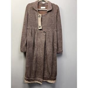 CANNISSE‎ Brown Textured Knit Cardigan Dress with Buttons and Pockets Size S